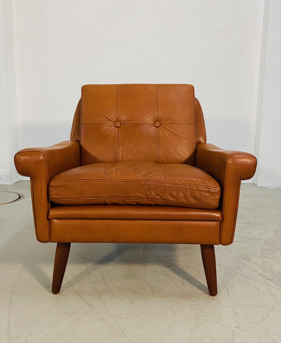Vintage Danish Svend Skipper Lounge Chair in Cognac Leather