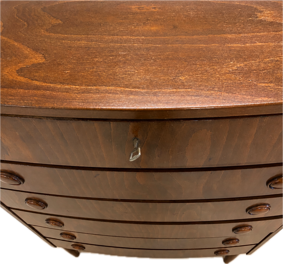 VINTAGE DANISH MID-CENTURY MAHOGANY TALLBOY CHEST OF DRAWERS – 1960s