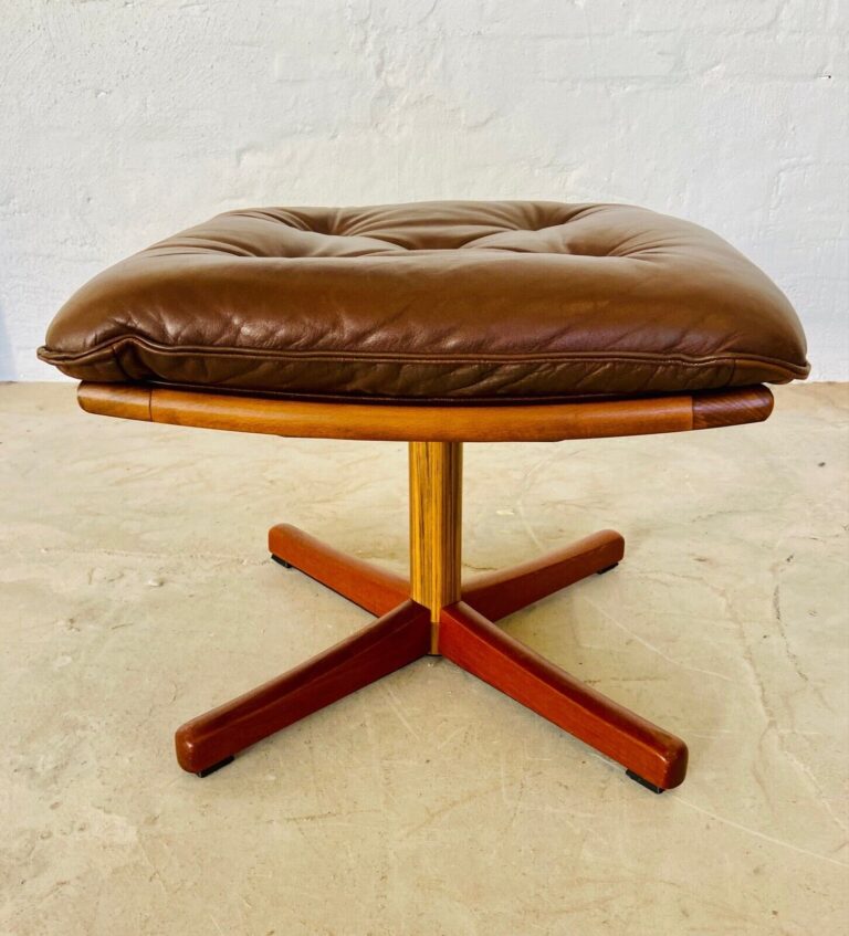 image Vintage Retro Danish Leather Footstool- Ottoman By Lied Møbler 1960's
