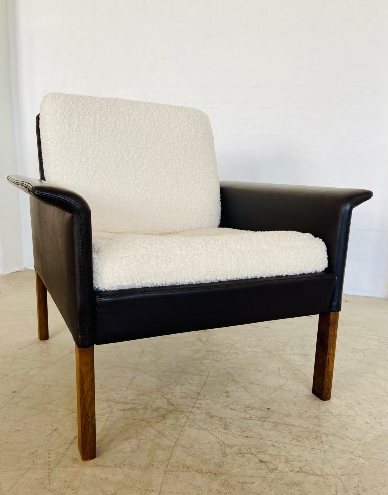 Vintage Danish Retro Brown Leather Lounge Chair by Hans Olsen 1960's
