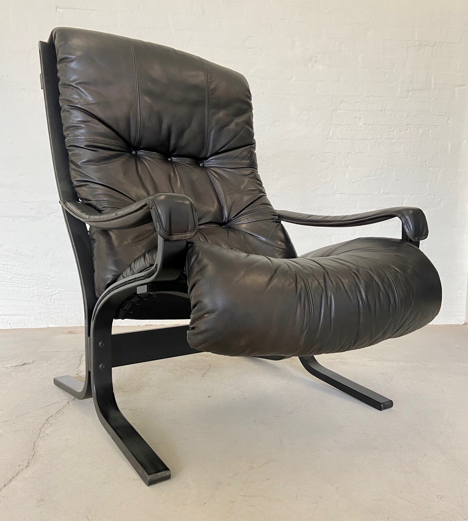 Vintage Norwegian Leather Chair & Ottoman by Ingmar Relling