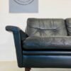 Vintage Danish Mid Century Svend Skipper 3 Person Sofa In Black Leather 1970's