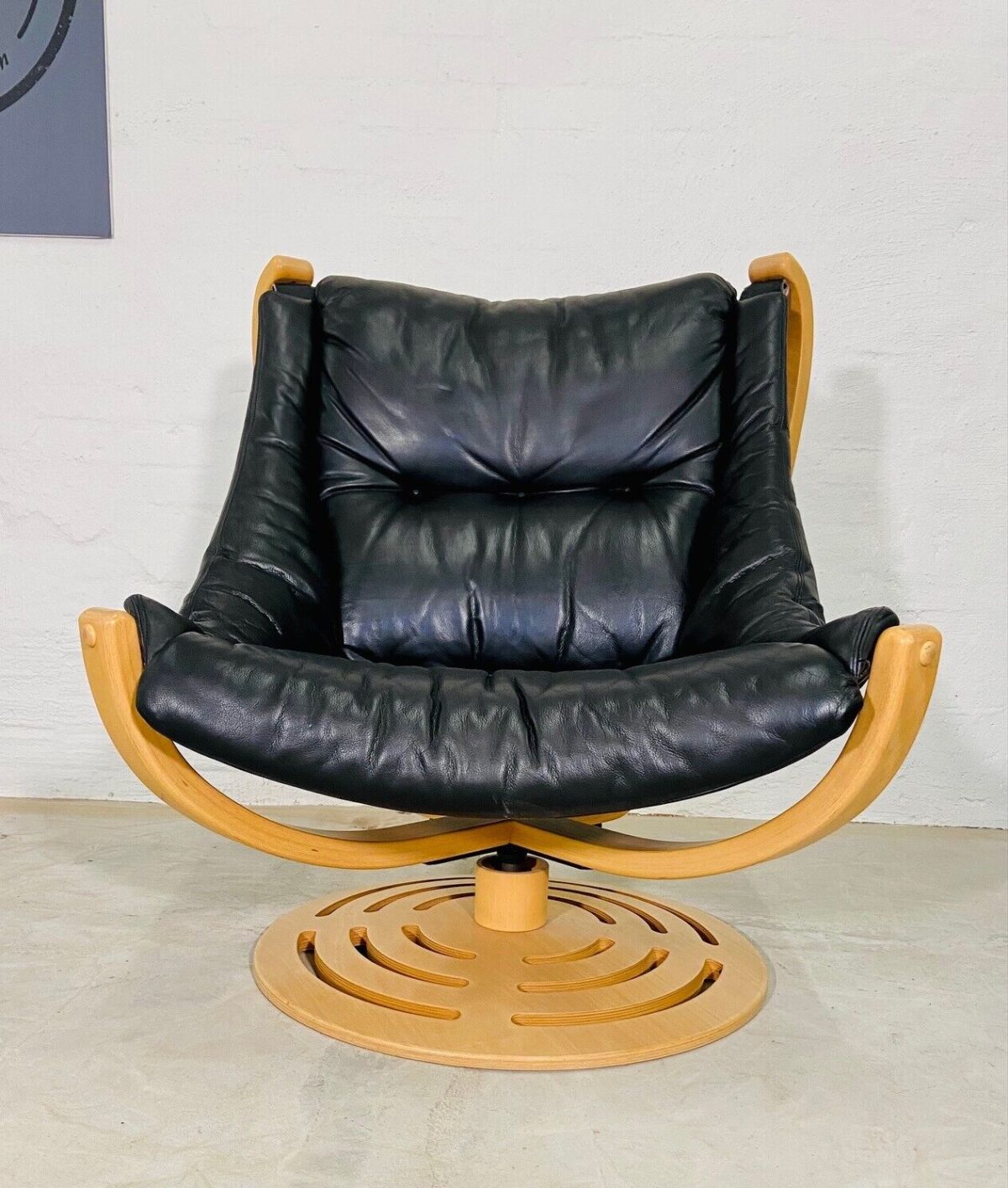 image Vintage Danish Mid Century Svend Skipper Turnable Floating Lounge Chair 1970's