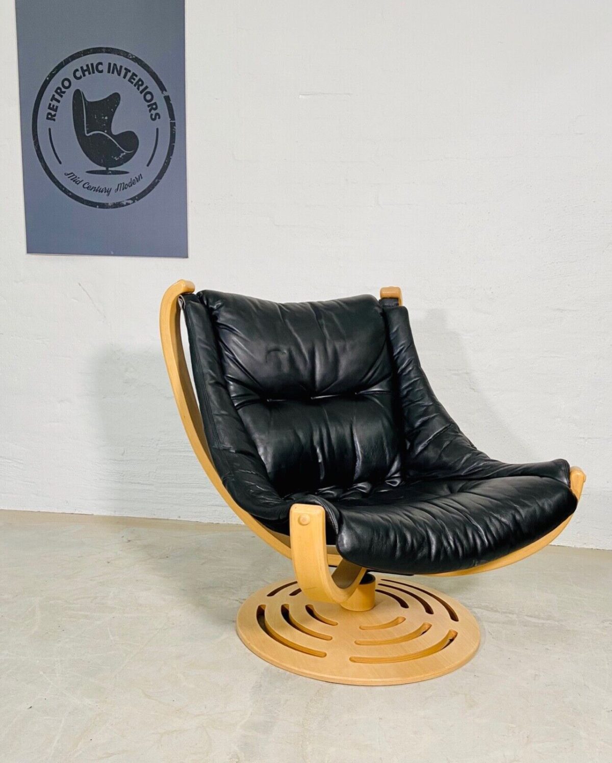 image Vintage Danish Mid Century Svend Skipper Turnable Floating Lounge Chair 1970's