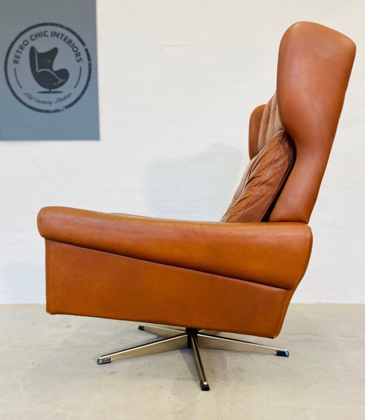 image Vintage Danish Mid Century Svend Skipper Lounge Chair in Cognac Leather 1970,S