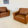 image Vintage Retro Danish Club Chairs In Cognac Leather Circa 1970's