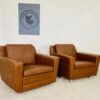 image Vintage Retro Danish Club Chairs In Cognac Leather Circa 1970's