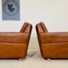 image Vintage Retro Danish Club Chairs In Cognac Leather Circa 1970's