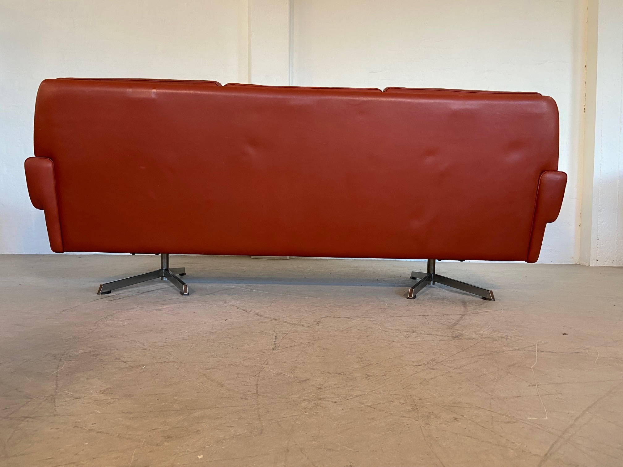 IMG_4983 Vintage Danish Mid Century Svend Skipper 3 Person Sofa In Cognac Leather 1970's
