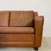 Vintage Danish 3 Person Sofa In Cognac Brown Leather 1970's