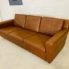 Vintage Danish 3 Person Sofa In Cognac Brown Leather 1970's