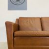 Vintage Danish 3 Person Sofa In Cognac Brown Leather 1970's